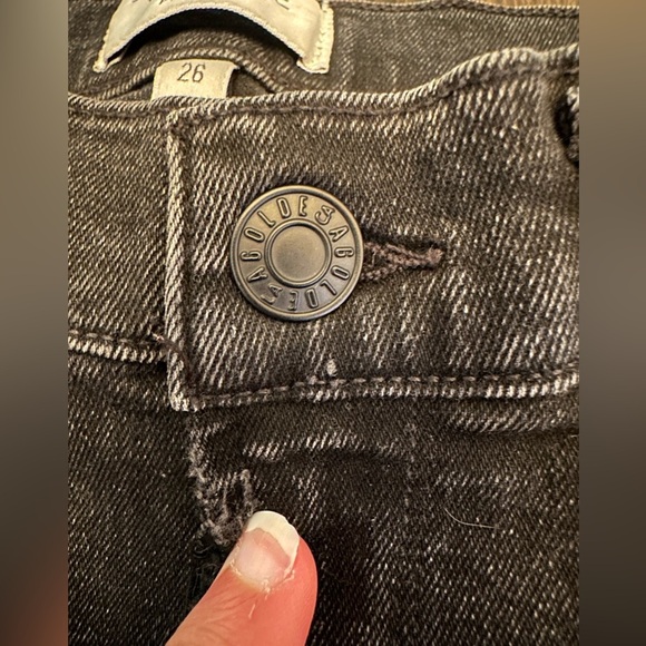 Agolde Jeans Sophie Women Black Skinny Distressed Ankle Zipper Fly Stretch - Picture 3 of 4